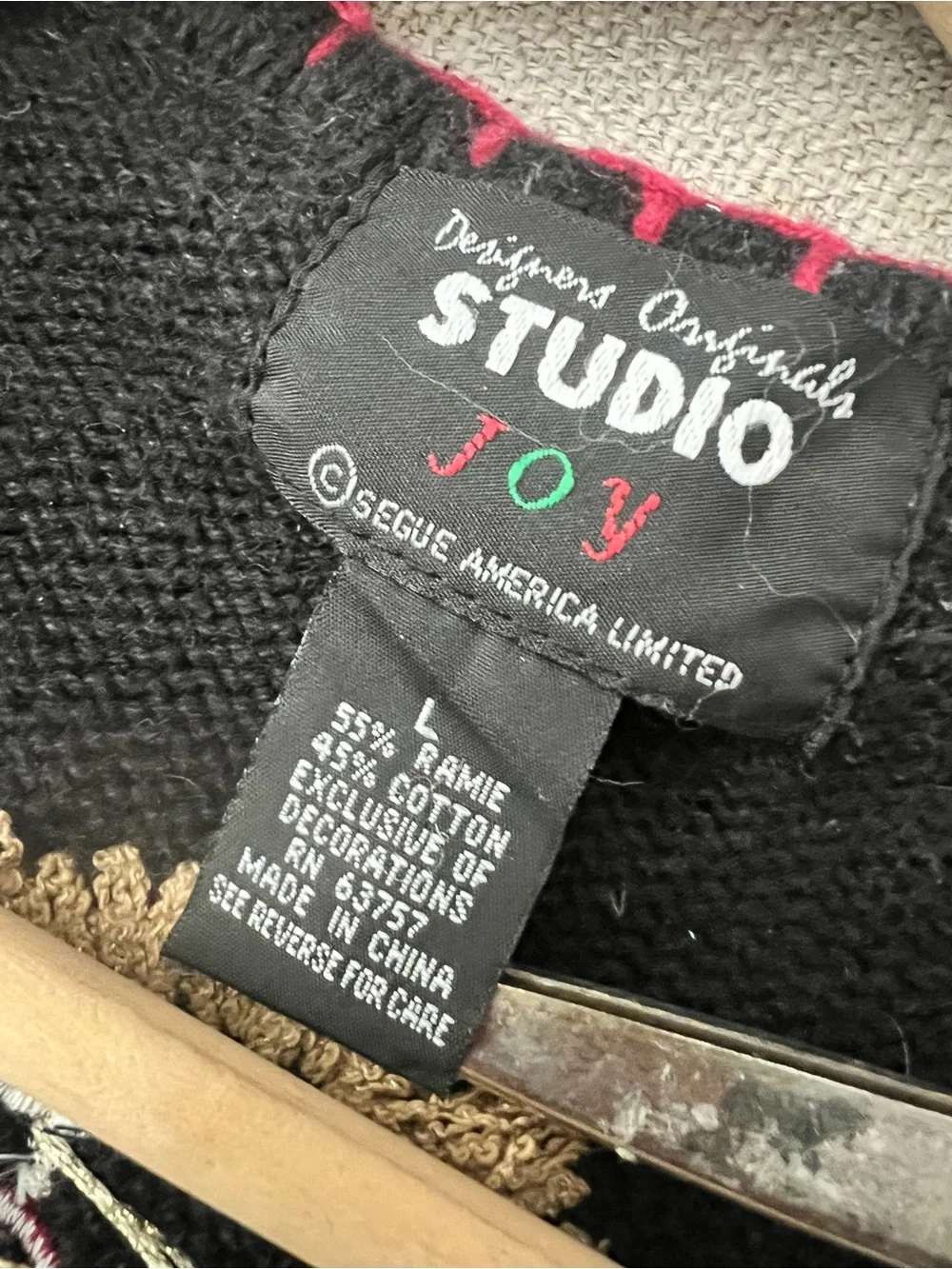 Vintage Grandma Studio Black Holiday Embroidered Vest with Festive Appliqué